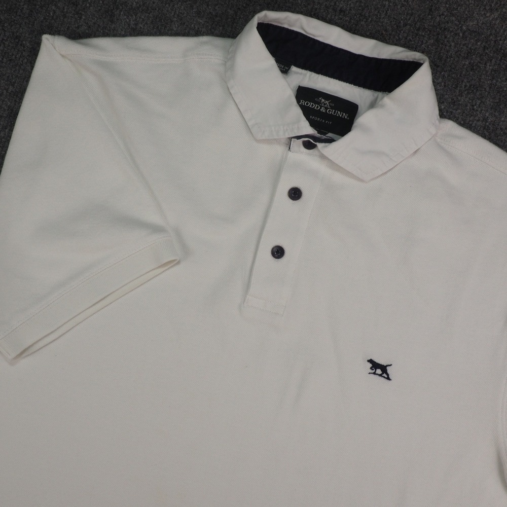 Rodd & Gunn Polo Shirt Mens XL Sports Fit White Solid Pique Logo Preppy Classic
